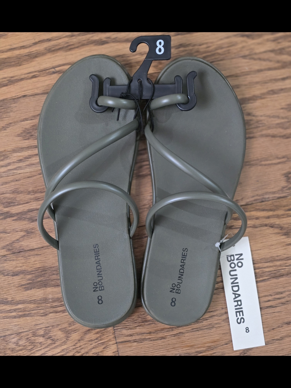 No Boundaries Olive Green Minimalist Strappy Slide Sandals - Women